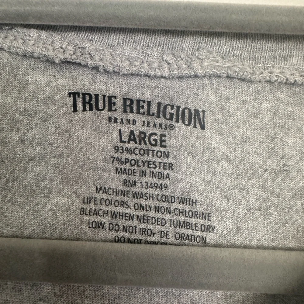 True Religion Men’s Gray Short Sleeve Graphic Tee Size Large